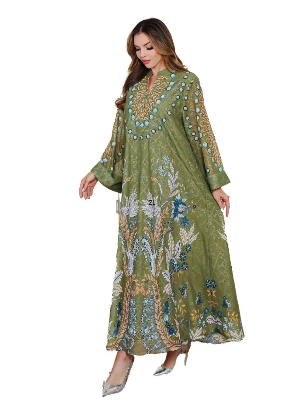 

Eid Women Muslim Dress Abaya Embroidery Diamond Dubai Vestidos Largos Party Caftan Jalabiya Ramadan Kaftan Arab Long Robe 2025
