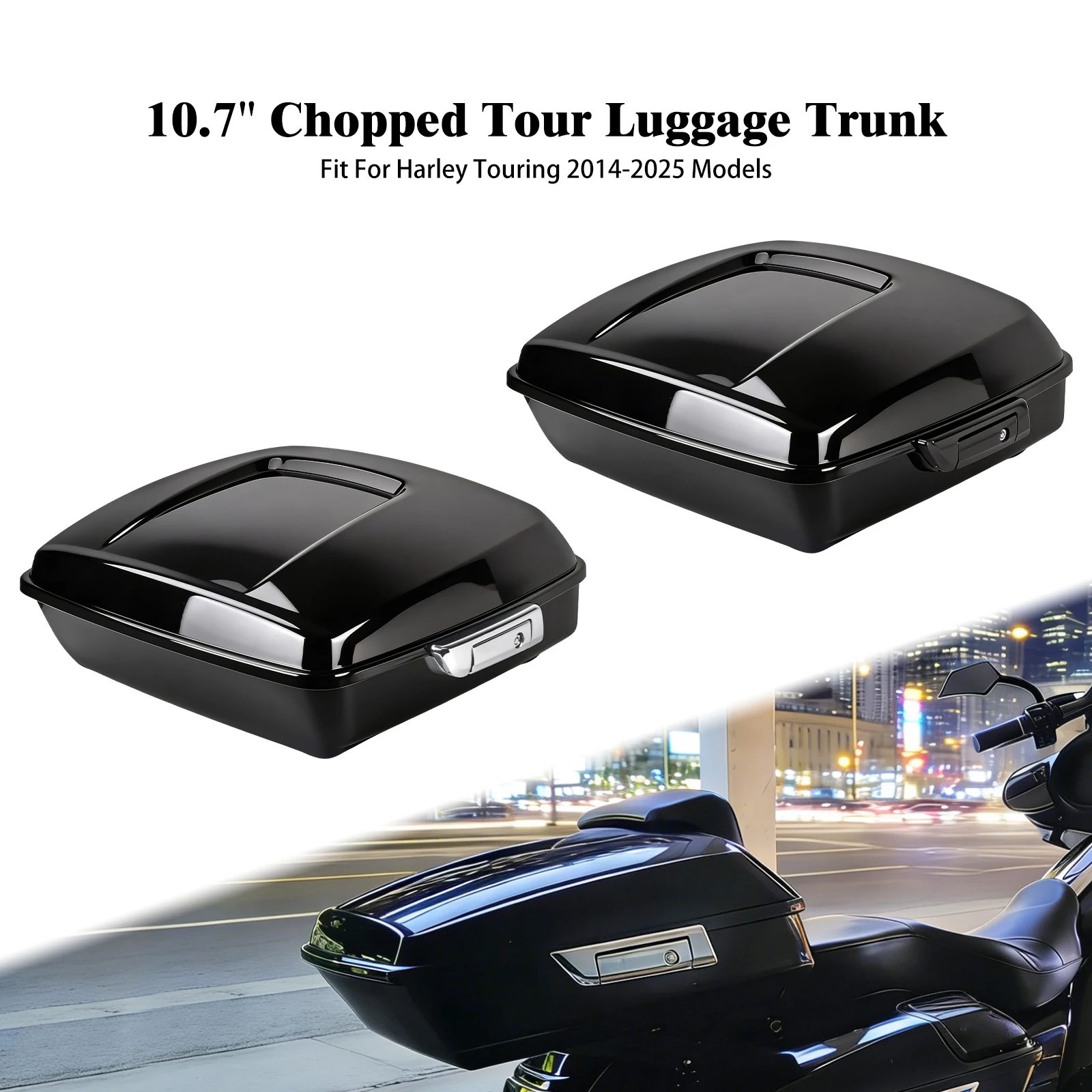 

Motorcycle 10.7'' Chopped Tour Luggage Trunk Saddlebag With Latches Keys For Harley Touring Street Electra Glide FLHR 2014-2025