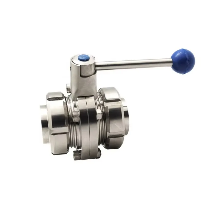 

SS304/SS316L Forged Dairy Butterfly Valve SMS Union Type Food Grade butterfly Valve Blue Pull Multi-Position Handle DN10-DN250