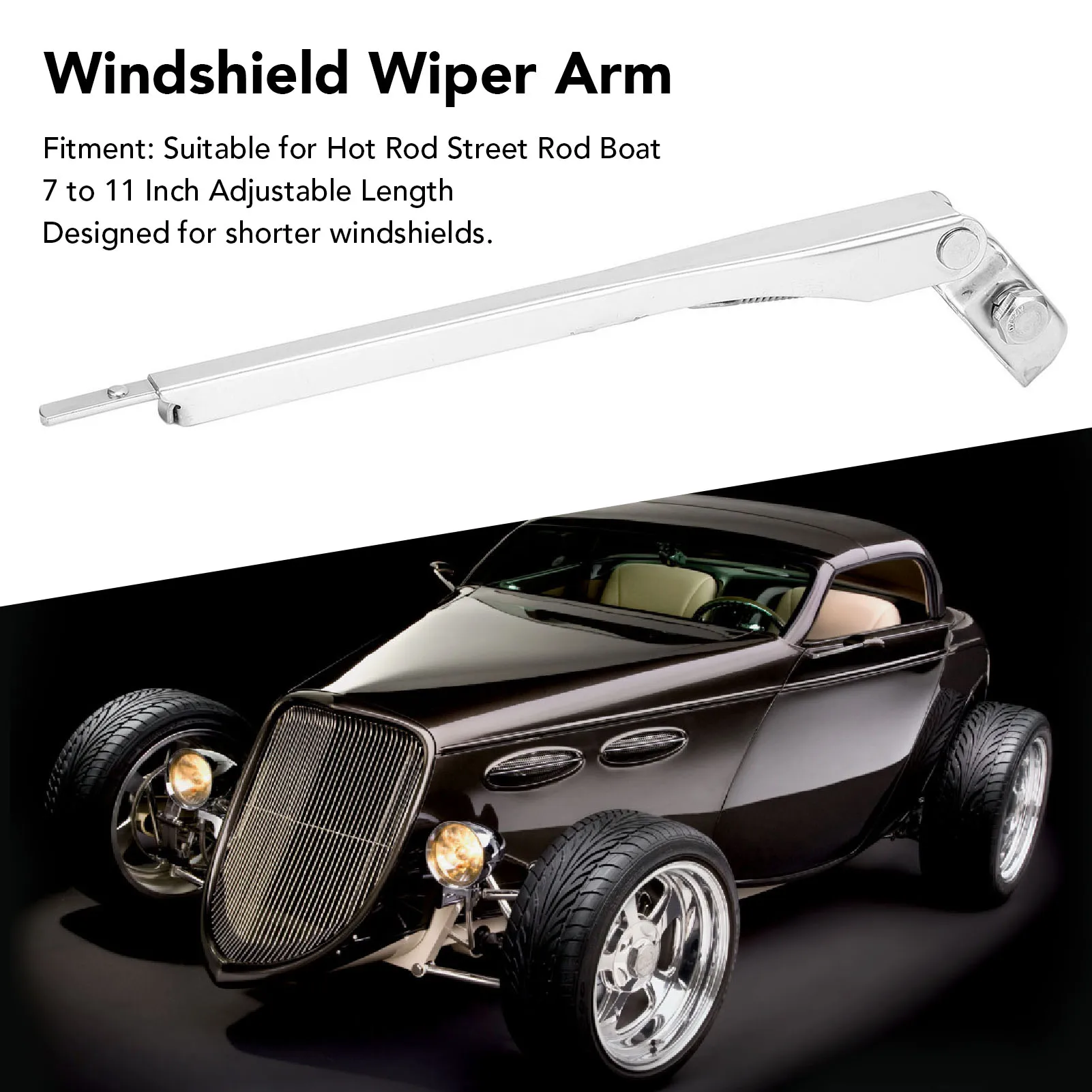 

Power Wiper Arm 7 To 11 Inch Adjustable High Strength Versatile Stainless Steel Windscreen Wiper Arm for