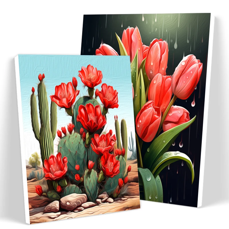 

SDOYUNO Paintings For Painting By Numbers Red Flower Color Markers Wall Art Picture Drawing On Canvas Wall Decoration For Home