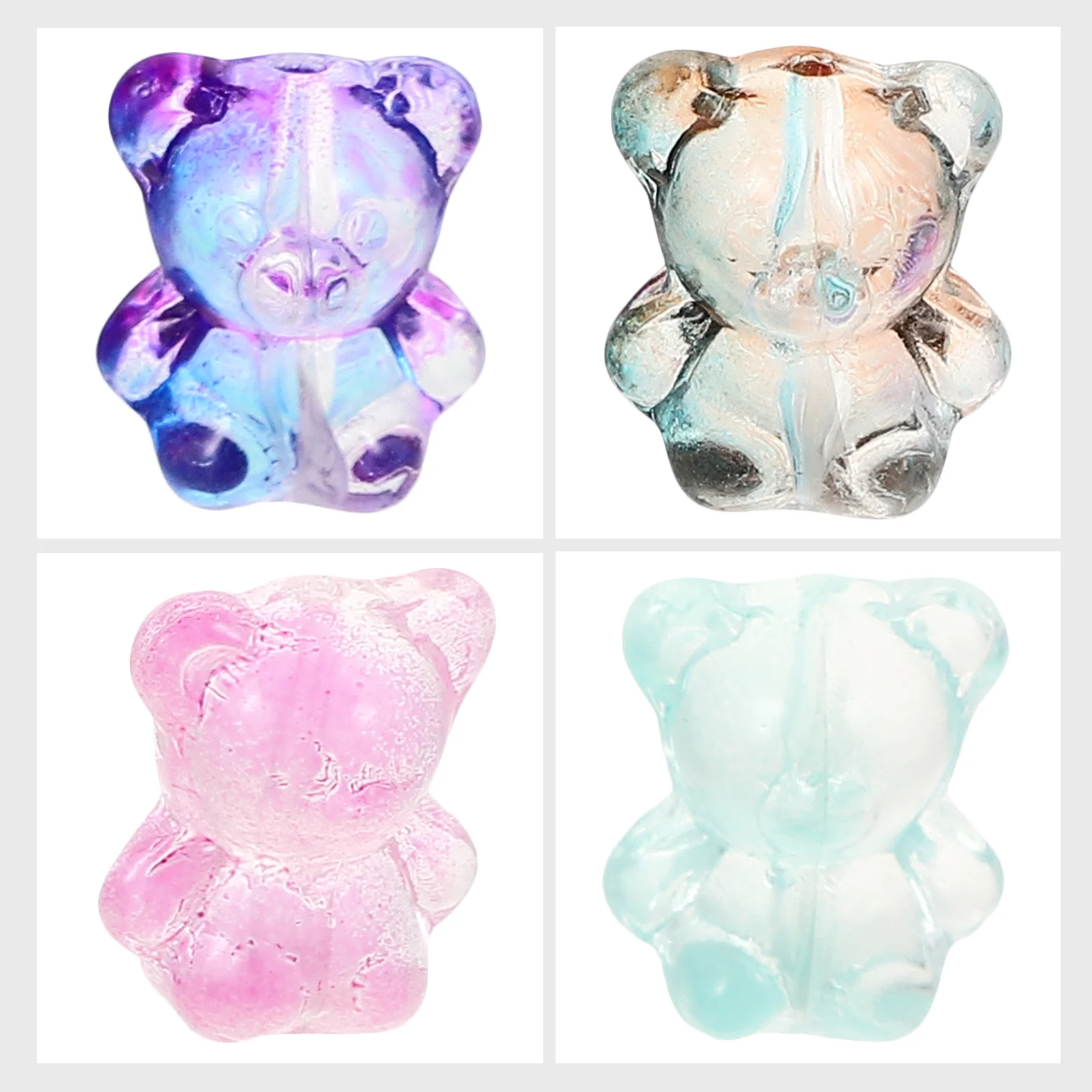 

100Pcs Bear Beads Hanging Hole DIY Accessories for Jewelry Making Necklace Bracelet Pendant Glass Beads for Jewelry Making