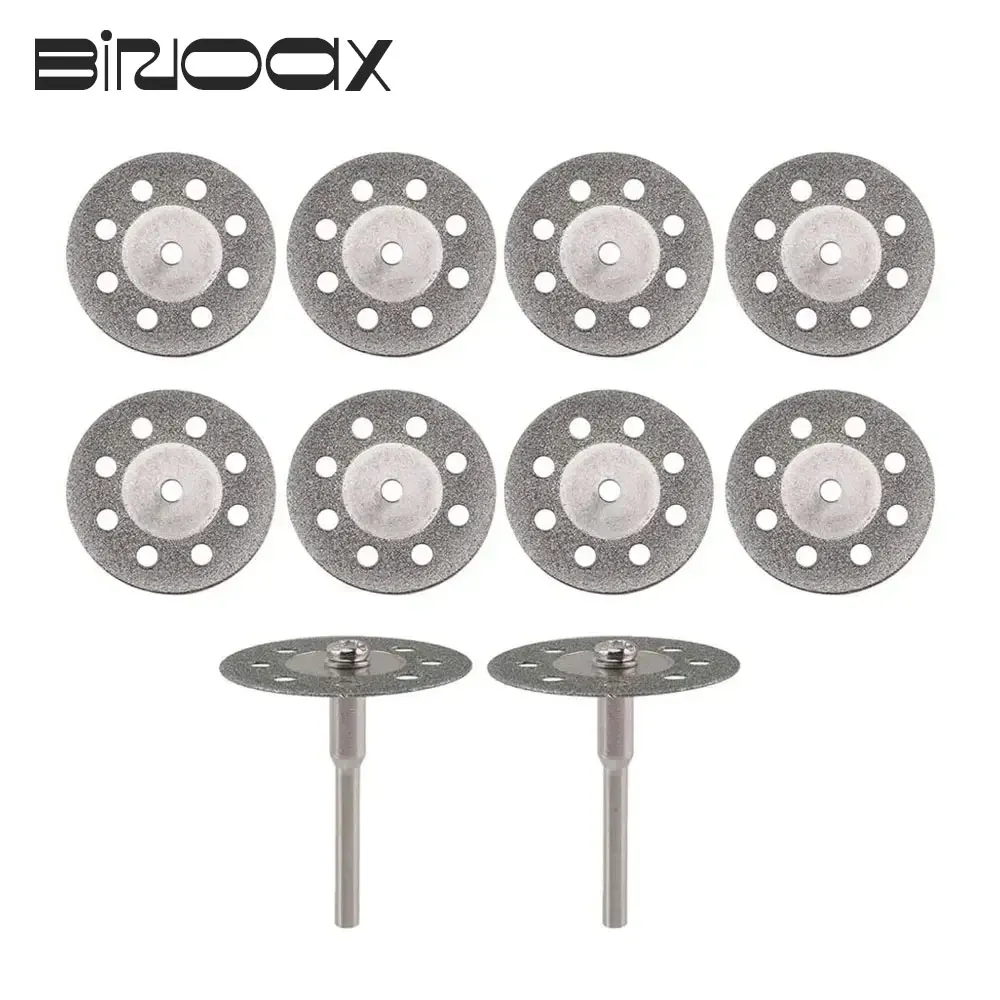 Binoax 10 sztuk diamentowa tarcza tnąca do obróbki metalu 20/22/25/30mm do grawerowania elektryczna Mini wiertarka do cięcia + 2 sztuk 3mm Adapter