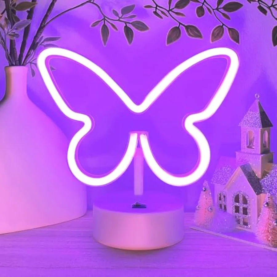 

Butterfly Neon Sign Led Lights Butterfly Birthday Decorations Lamp, USB/Battery Powered Butterfly Room Decor Girls Gifts Access