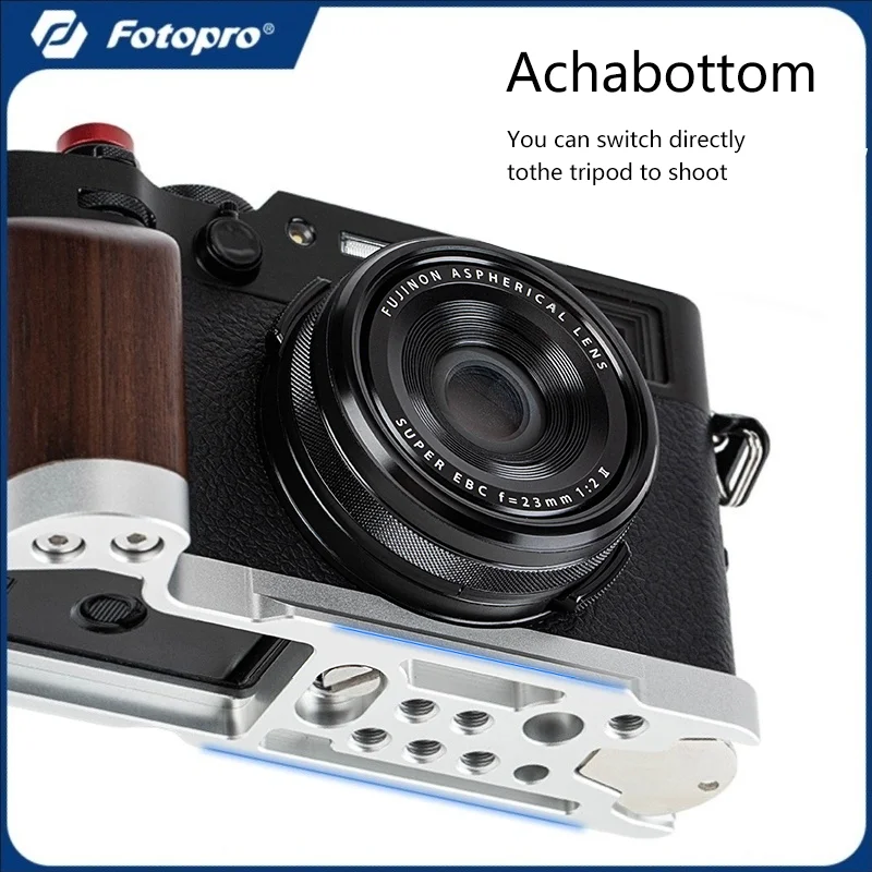 Fotopro L Handle Bracket Tripod Quick Release Plate Wooden Grip Handle For Fujifilm X100Vi X-100VI X100V Arca Swiss