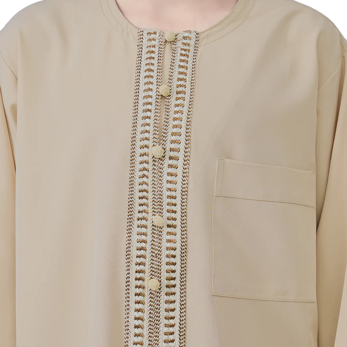 Bambini musulmani Ragazzi Jubba Thobe Bottone solido Abaya Arabo Islamico Medio Oriente Adolescente Abito a maniche lunghe Ramadan Daffah Abbigliamento