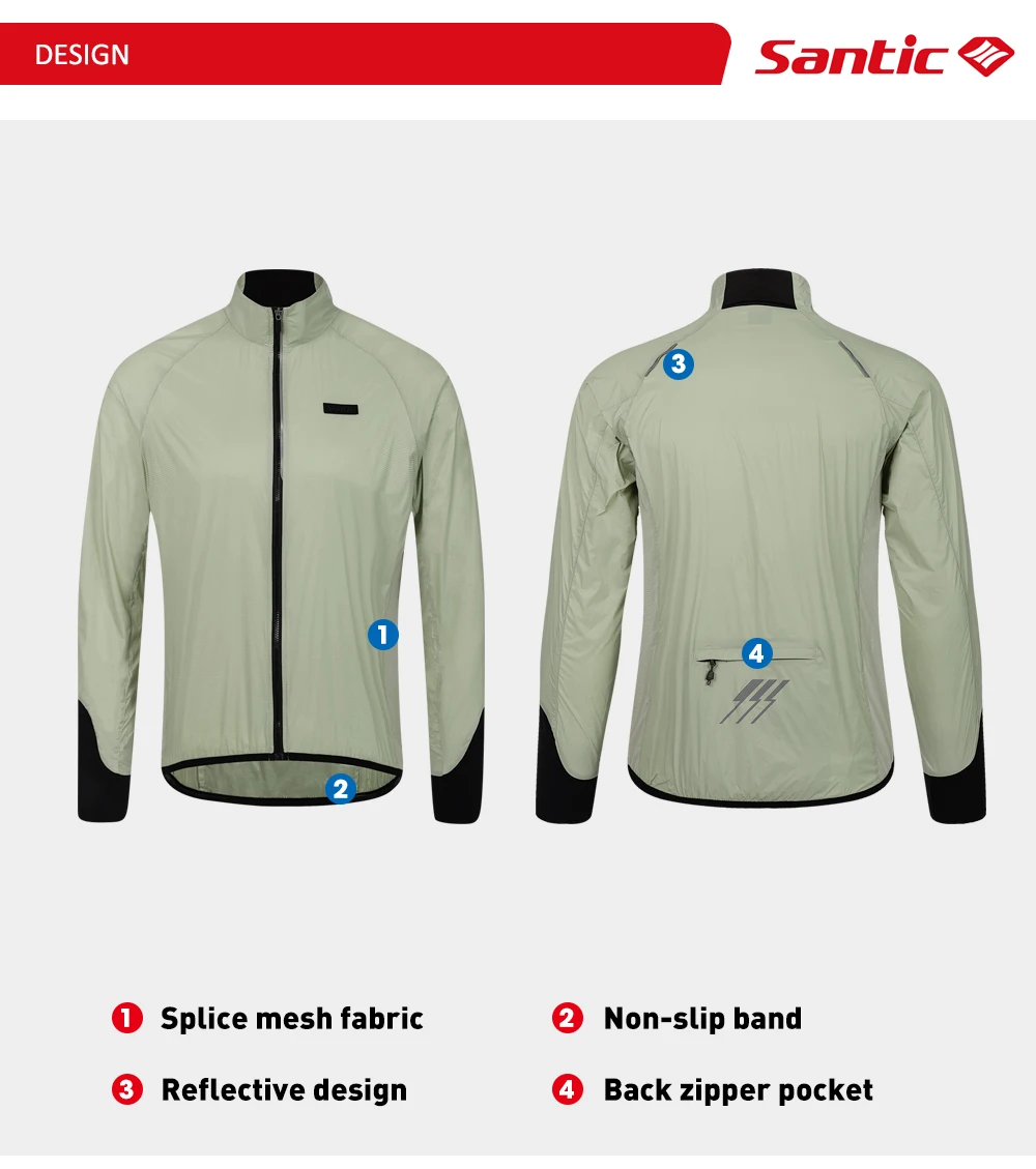 Santic Fahrradjacken Sommer Fahrradjacken Windjacke Reiten Outdoor Sonnenschutz Reitausrüstung – Detail 4