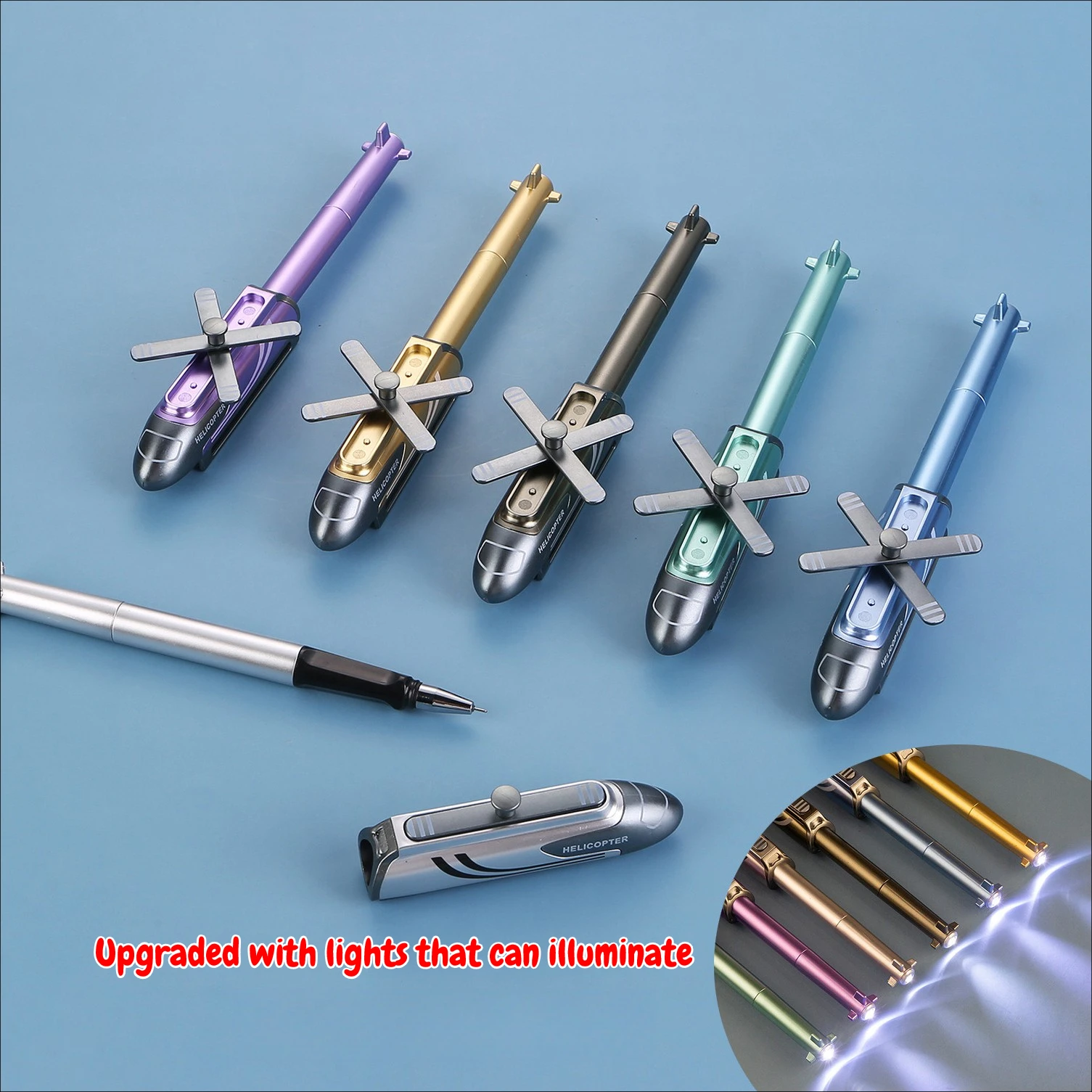 

Creative Special Operations Aircraft Neutral Pen With Light Student Military Helicopter Black Gel Pen Children's Deformable Pen