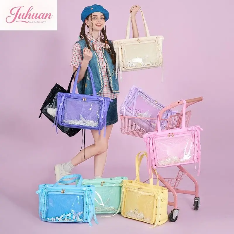 Two-dimensional Single Ribbon Pain Shoulder Bag Girl Transparent Lta Bags Colorful Handbag Large Capacity Satchel Ltabag Women