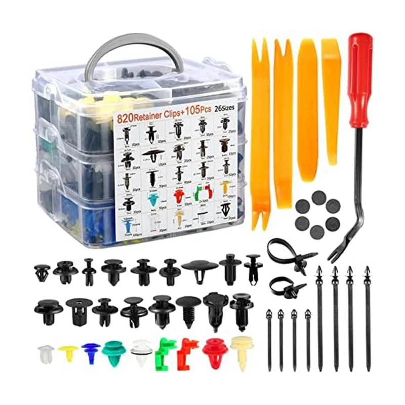 مجموعة مشابك تثبيت مصد السيارة ، مثبتات مسامير بلاستيكية ، مشبك قضيب المقبض ، مسامير تثبيت دبوس الدفع التلقائي ، 26 حجم ،