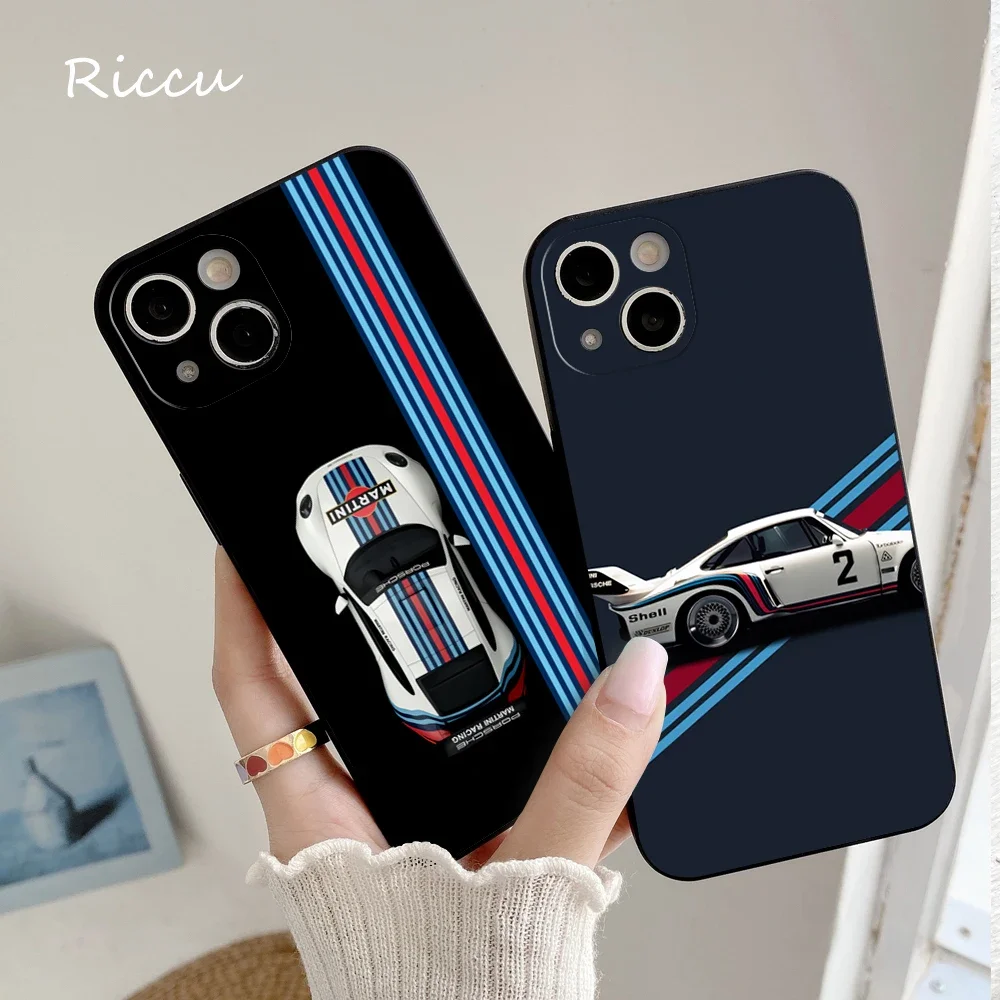 Martini Racing Horizontal Stripe Phone Case for Iphone 15 14 13 12 11 Pro Max X XR XS Mini 7 8 Plus Phone Full Coverage Covers