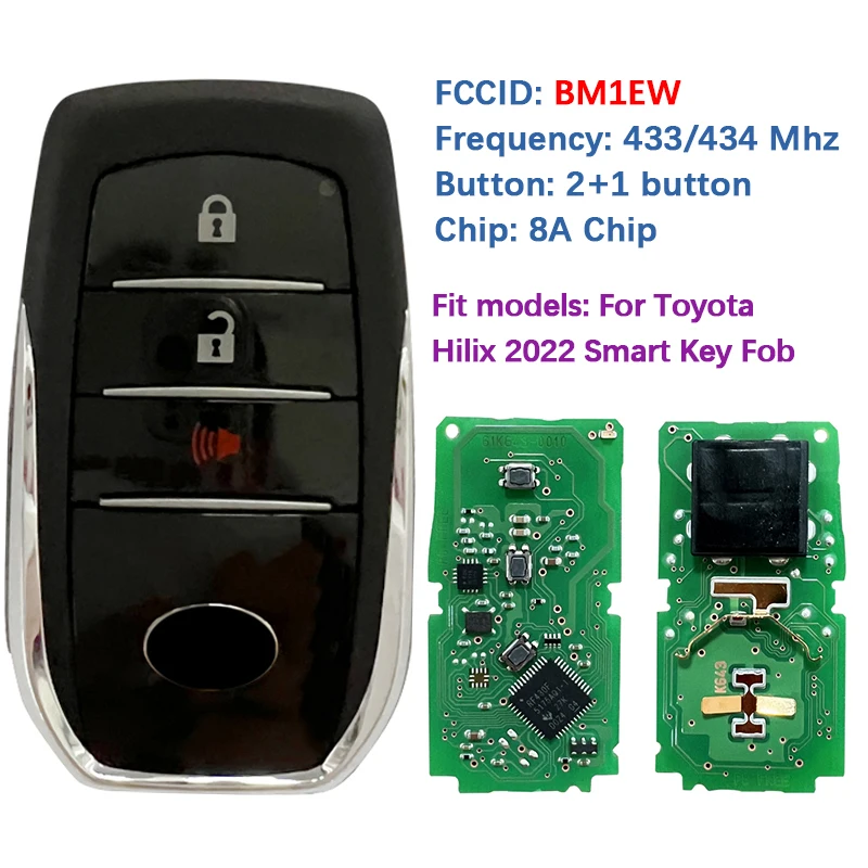 

CN007093 Original 3 Buttons Smart Key 0010 Board 8A Chip 433.58/434.30Mhz BM1EW B3U2K2P For Toyota Hilux Fortuner