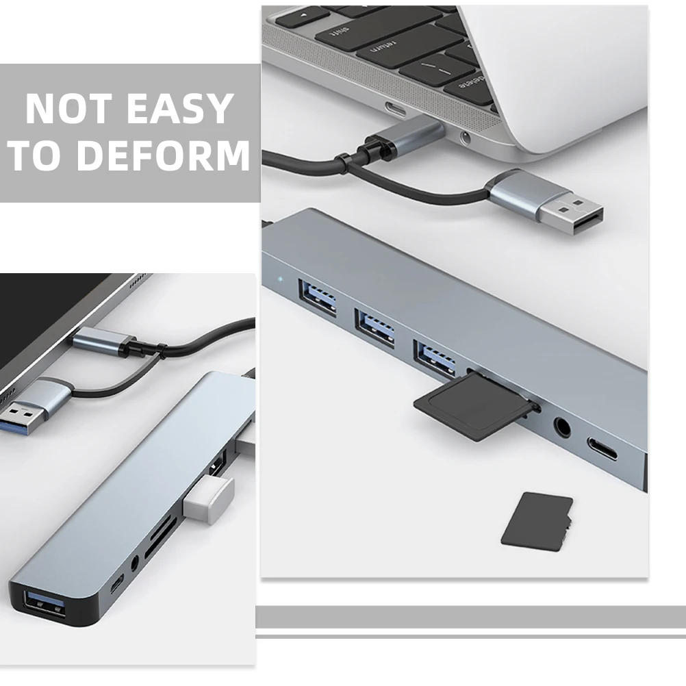 

USB-концентратор Typec, многопортовый адаптер из алюминиевого сплава, быстрая передача данных, USB-порт-расширитель для ноутбука, портативный прочный разъем