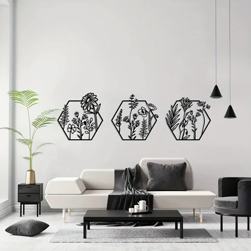 

3pcs Metal Flower Wall Art, Floral Decoration, Metal Flower Wall Decoration, Metal Flower Wall Sticker, Home Decoration