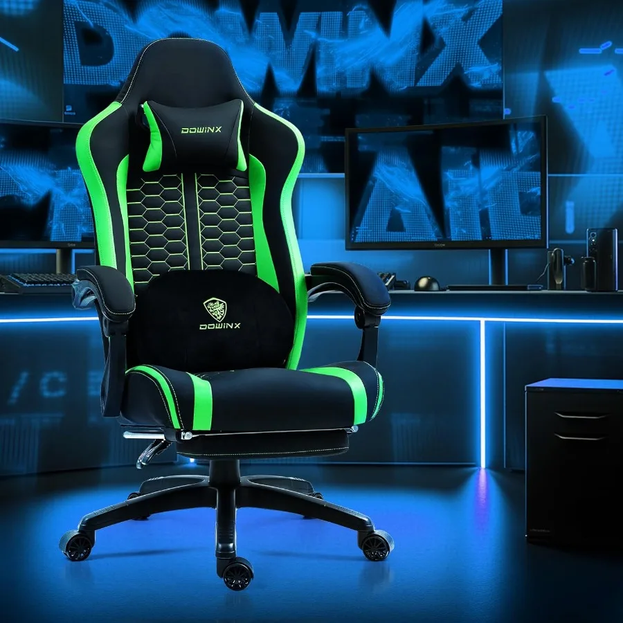 Gaming Chair with Heated Massage Lumbar Support Big and Tall Gaming Chair with Pocket Spring Cushion and Footrest Ergonomic Gam