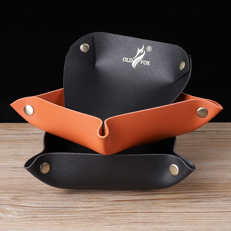 MUXIANG PU Leather Portable Tobacco Tray With Snap Buttons Foldable Desktop Herb Storage Organizer Smoking Pipe Accessory