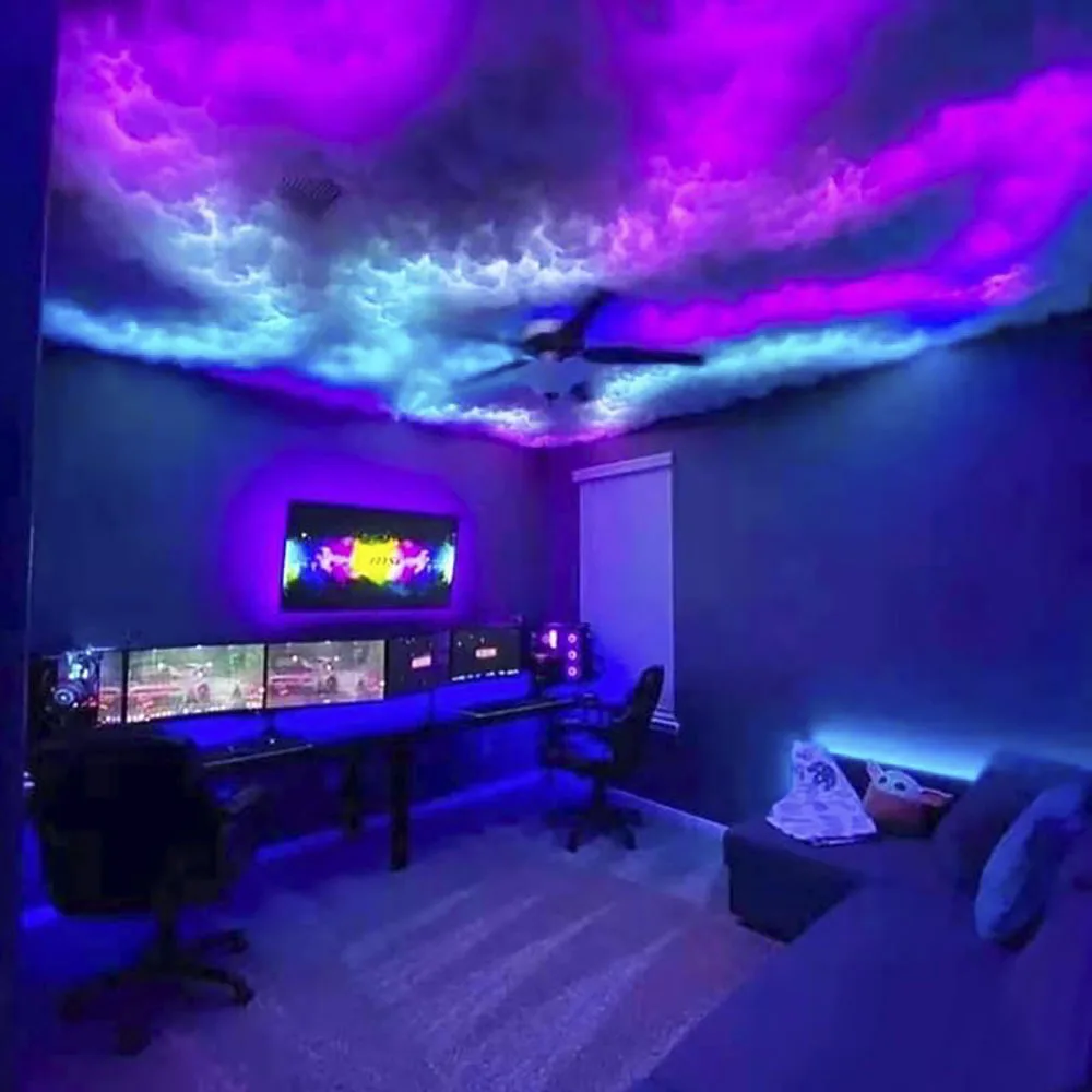 RGB Thunder Cloud Lamp Led  DIY Creative Cloud Lights Strip Gaming Room Wall Light Bar Atmosphere Party Festival Decor Lights