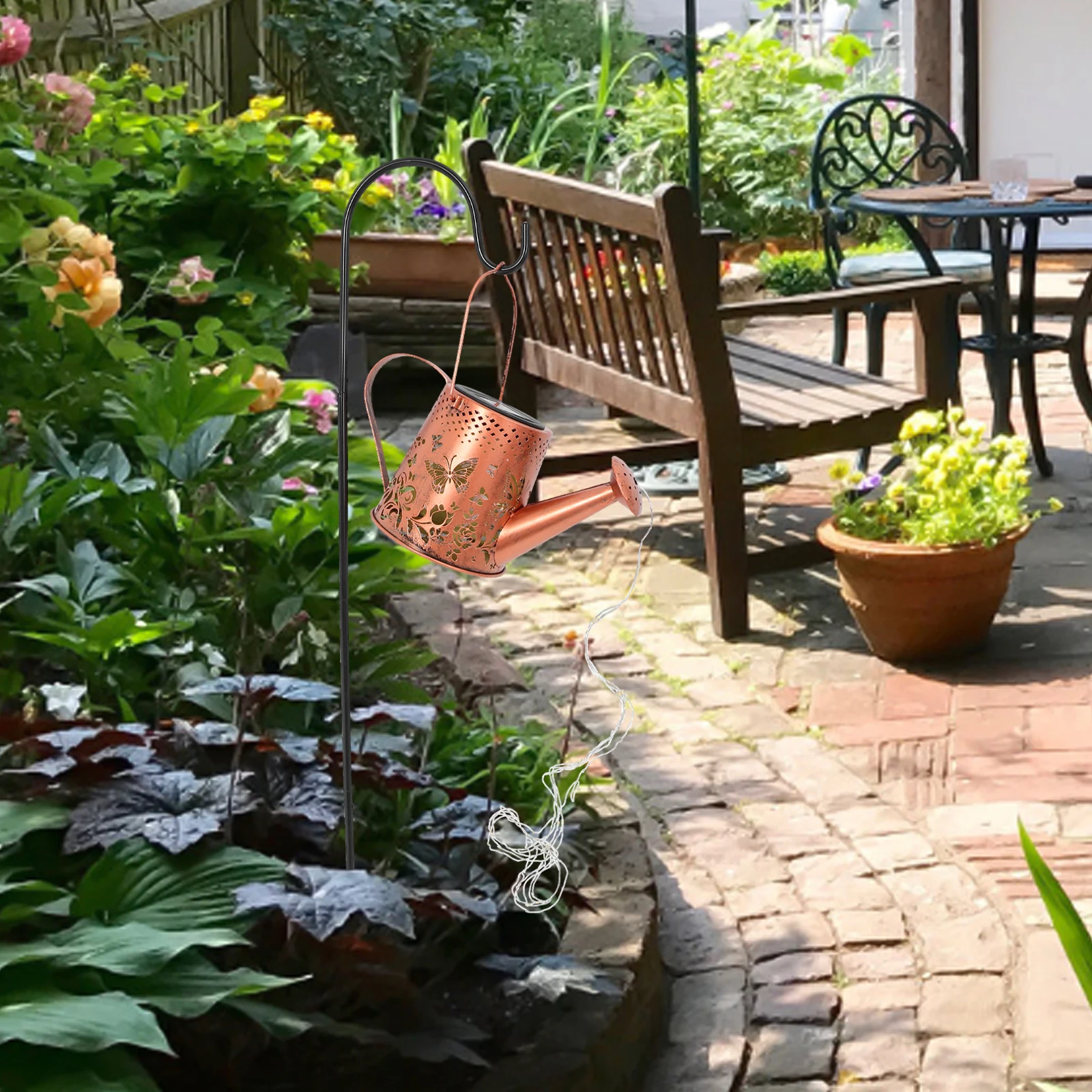 

Watering Lamp Iron Material Solar Watering Outdoor Garden Kettle Light Solar Powered Courtyard Decoration