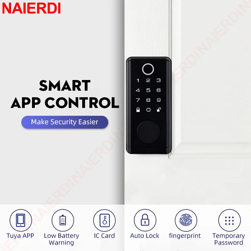 NAIERDI Fingerprint Door Lock,Keyless Entry Bluetooth Digital Lock,Security Door Lock,APP Control,Auto Lock,Anti Peep Code