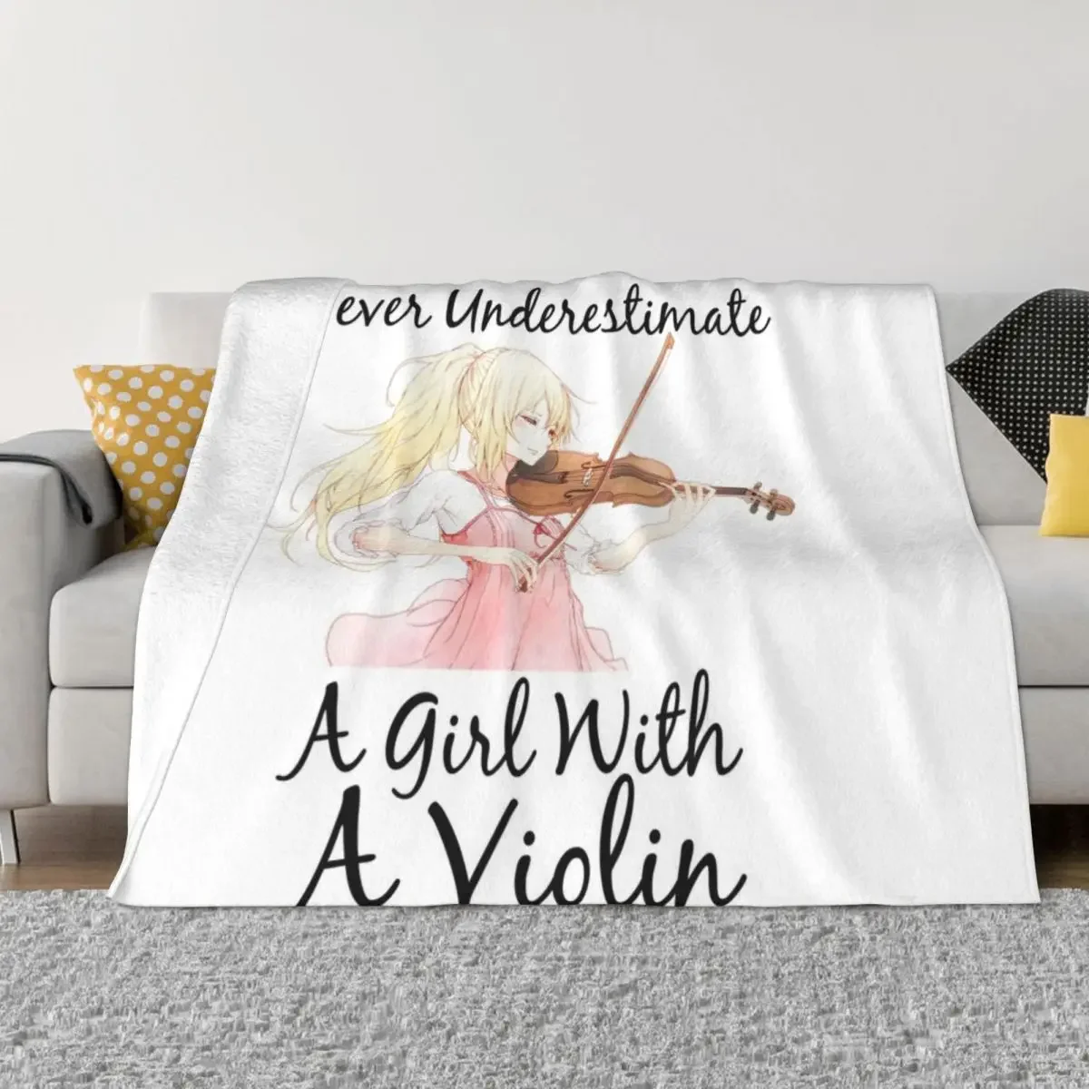 never underestimate a girl with a violin gift for girls who play violin music lovers Throw Blanket Cute Plaid Blankets