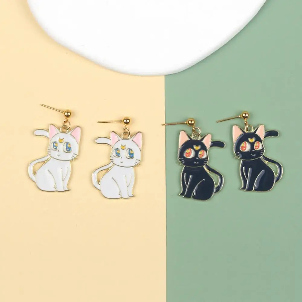 Sailor Moon Luna Cat alloy Ear Studs Cartoon ornaments confidante Lovers Earrings Pendant Japanese Anime periphery Holiday gifts