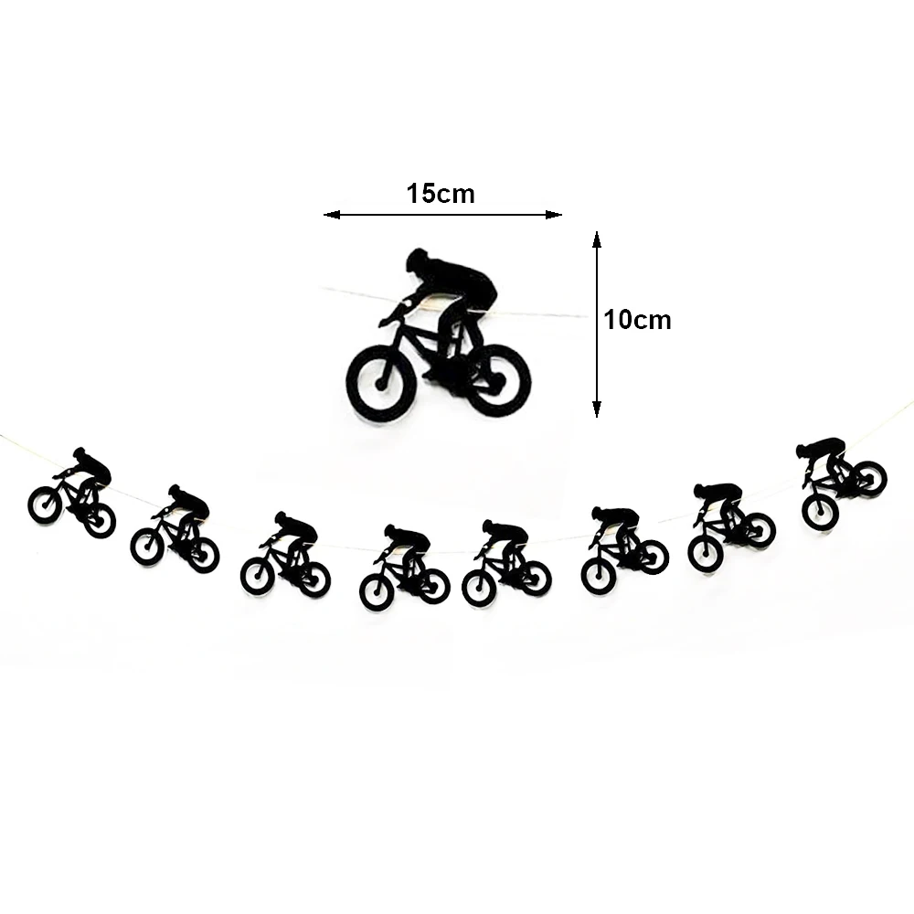 Bike Game Birthday Decorations Bicycle Garland Banner Cycling Rider Cupcake Toppers Boy Birthday Baby Shower Party Decoration