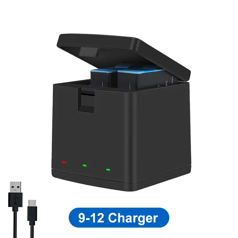 Jollmono Battery For GoPro Hero 12 11 10 9 2000 mAh Battery 3 Ways Fast Charger Box TF Card Storage For GoPro Hero Accessories