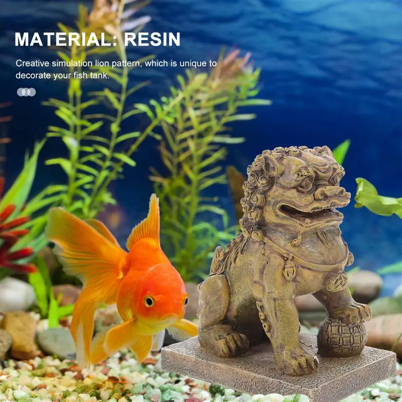 Simulation Fish Tank Rockery Stone Statue Lion Ornament Aquarium Resin Crafts Sculptures Decoration Fish Tank Terrarium Decor