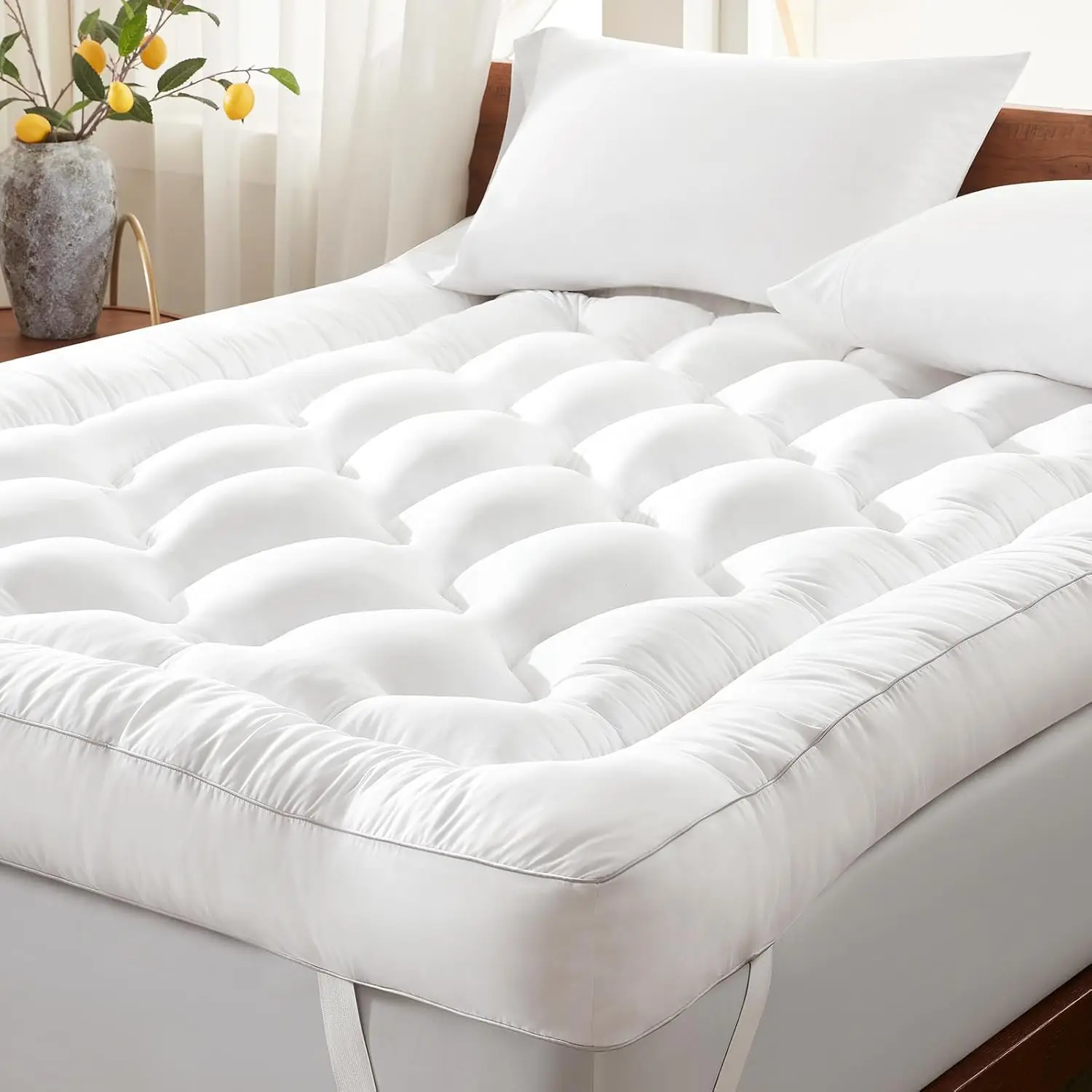 

4 Inch Memory Foam Mattress Topper Queen Size, Filled with Breathable Memory Foam Pillow Topper, Soft Fluffy Supportive