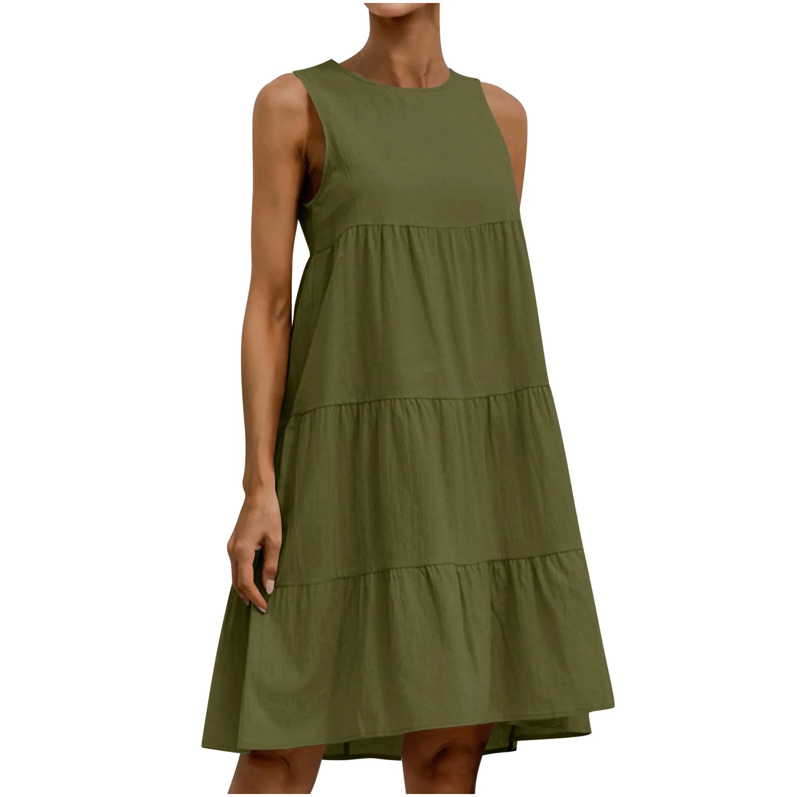 Scollo a V grande altalena tinta unita allentato senza maniche Boho le donne indossano abiti estivi casual con canotta smock abiti lunghi vestito estivo a pieghe