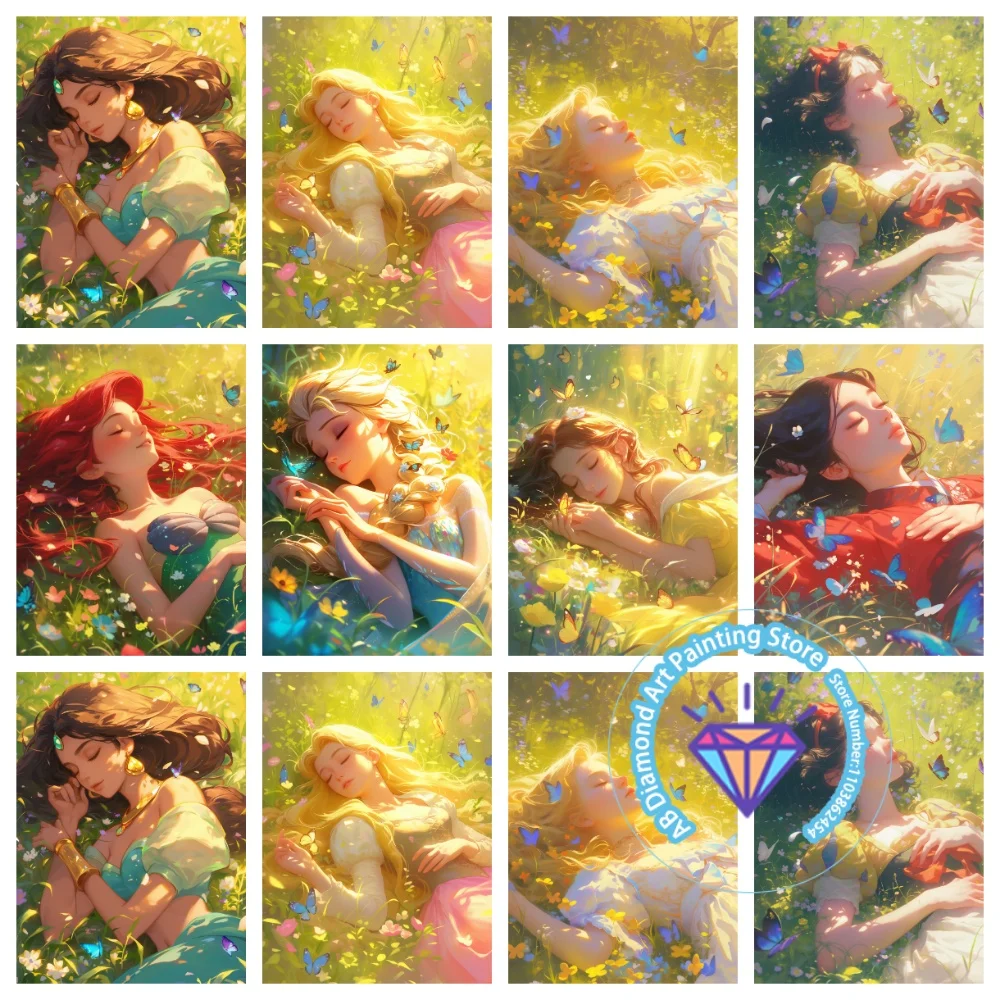 

Cartoon Princess AB Diamond Painting Kit Square Round Diamond 5D DIY Mosaic Handmade Art Adult Exquisite Gift Crafts Home Decor