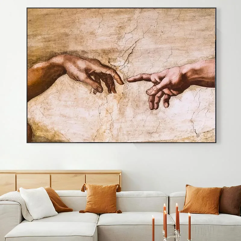 Famous The Creation of Adam Fallen Angel Posters Canvas Painting and Prints Wall Art HD Pictures Living Room Home Decoration