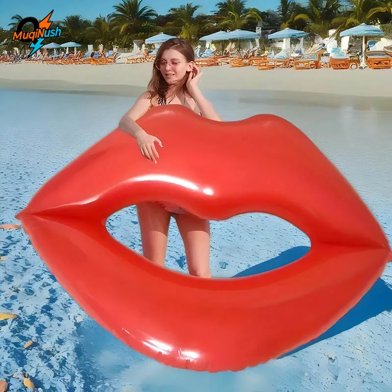 

MuqiNush Giant Inflatable Red Lip Swimming Pool with Floating Balls Luxurious Summer Water Lounge Suitable for Adult Parties