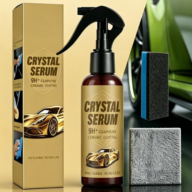 Car Ceramic Coating 300ml Bottle with Sponge and Microfiber Cloth for Vehicle Paint Upkeep and DIY Detailing D7YA