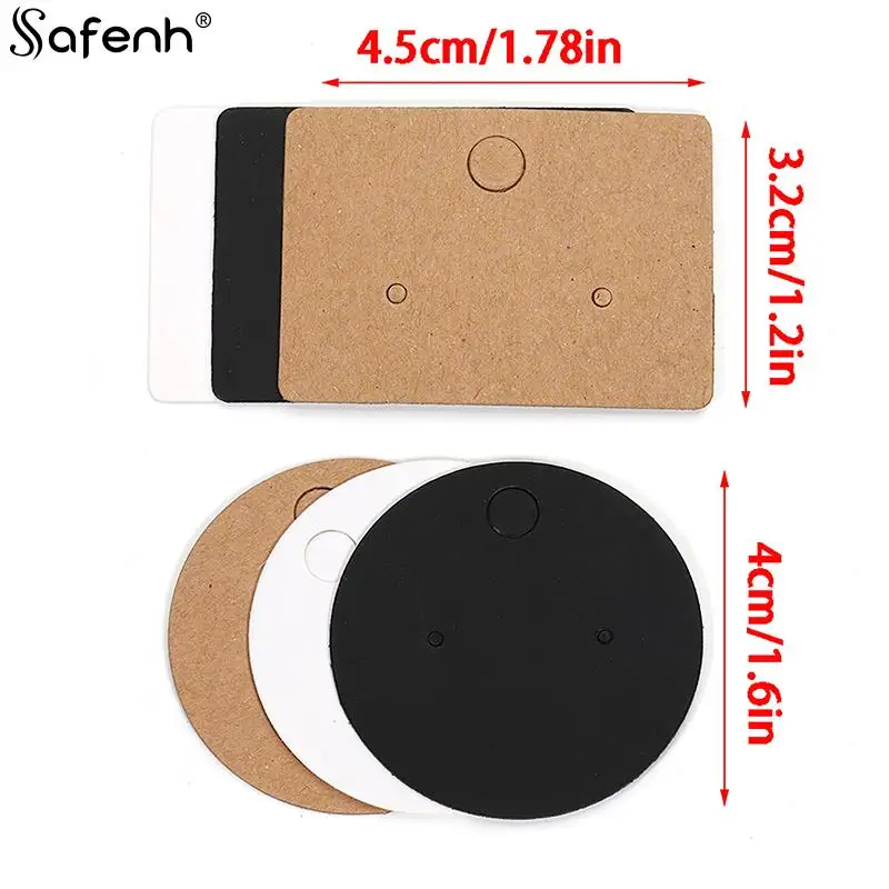 50pcs/set  Round Cardboard Earring Display Cards Blank Kraft Paper Jewelry Hanging Tags For Earring Ear Studs Selling Packaging