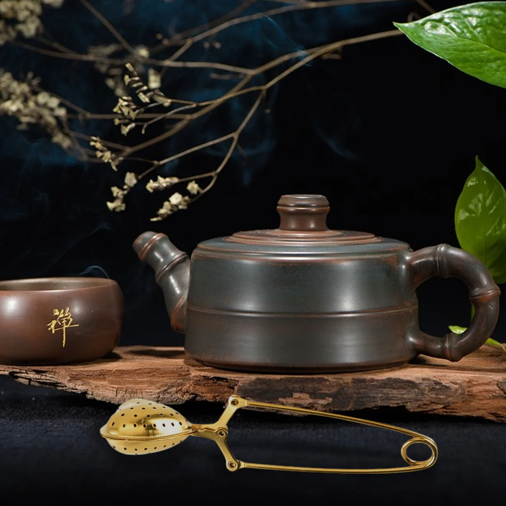 

5Pcs Golden Stainless Steel Tea Strainer Fine Workmanship Comfortable Feel Evenly Distributed Holes Tea Filter