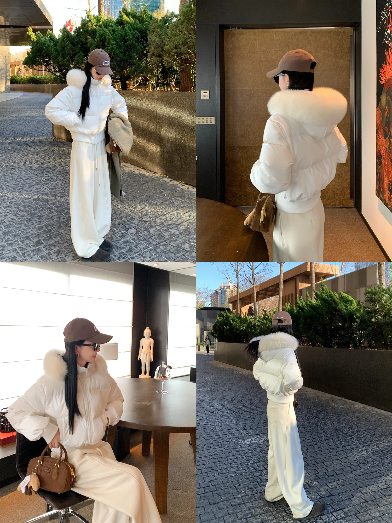 

ort Goose down Jaet Women's Waist-Cinching Fur Collar Warm Thiened Winter New Sle Faionable Commute