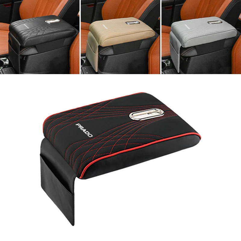 Car Logo Armrest Cushion Pad Console Tissue Storage Box Accessories For Toyota Prado 90 120 150 J90 J120 J150 LC90 LC150