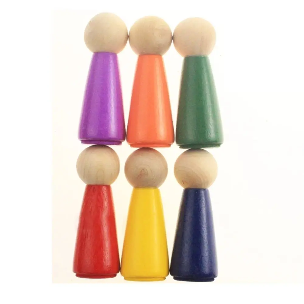 Montessori Toys Educational Toys People Figures Doll Colorful Blocks Rainbow Color Puzzles Toy Peg Dolls Building Blocks