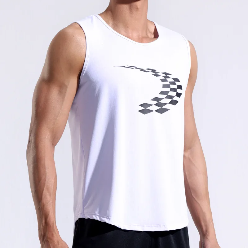 Quick Dry Running Vest Men's Fitness Sports Sleeveless T-Shirt Cool Feeling Summer Basketball Training Tank Top Gym Clothing