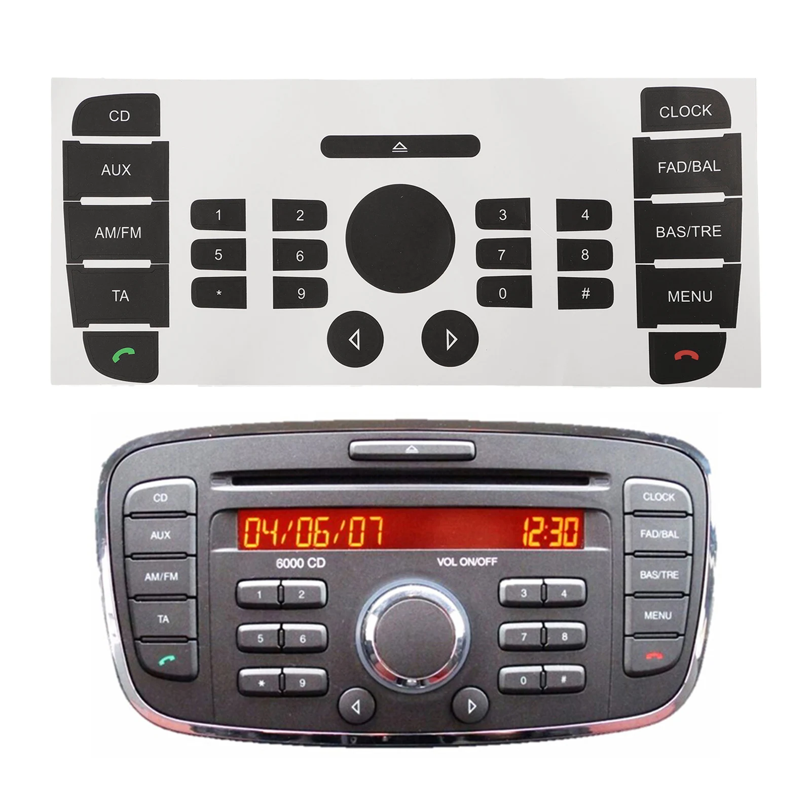 Button Repair Decal Sticker Set Compatible with For Ford For Mondeo For 6000 CD Radio Optimize Control Experience