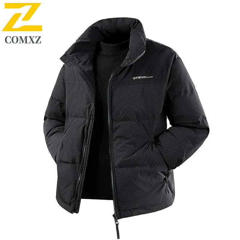COMXZ Classic Male Parker Splicing Stand Collar Outdoor Hiking Windproof Coat Leisure Travel Cold Protection Winter Garment