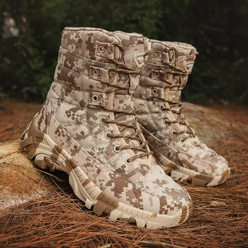 Outdoor Training Men Tactical Boots High-Top Desert Shoes Camouflage Combat Hunting Climbing Hiking Boots Size 39-47