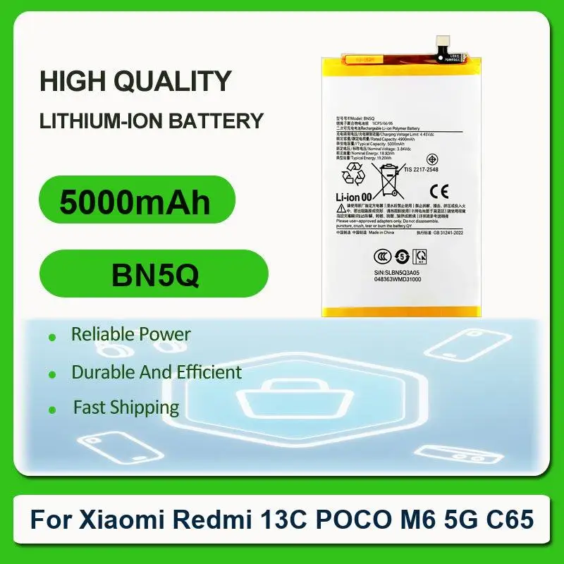 Battery For Xiaomi Redmi 10A 10C Note 13 5G 3 3S 3X 4X 12 5G/Poco X5 Turbo 3/POCO F6 Mi 13T Pro K60 U1tra Ultimate Edition 9T view 2