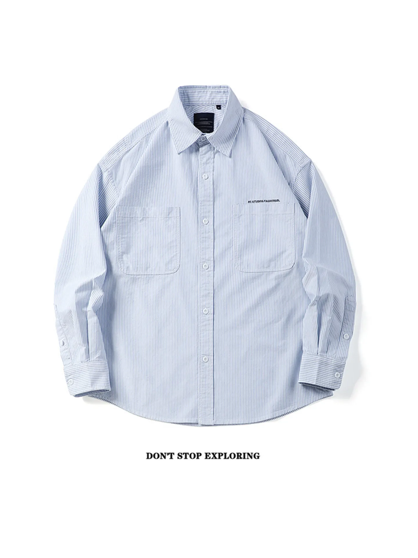 

Trendy Long Sve Ox Cloth irt Pure Cotton Casual Loose Men's Spring Autumn Striped irt Breathable Comfortable Youth...