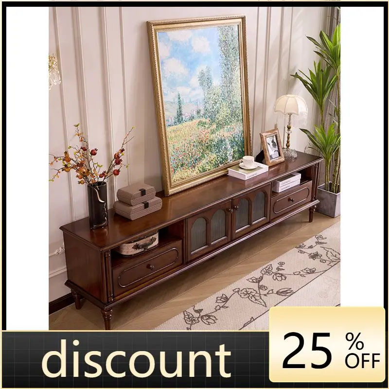 

LMM French retro all solid wood American storage locker medium antique coffee table TV cabinet