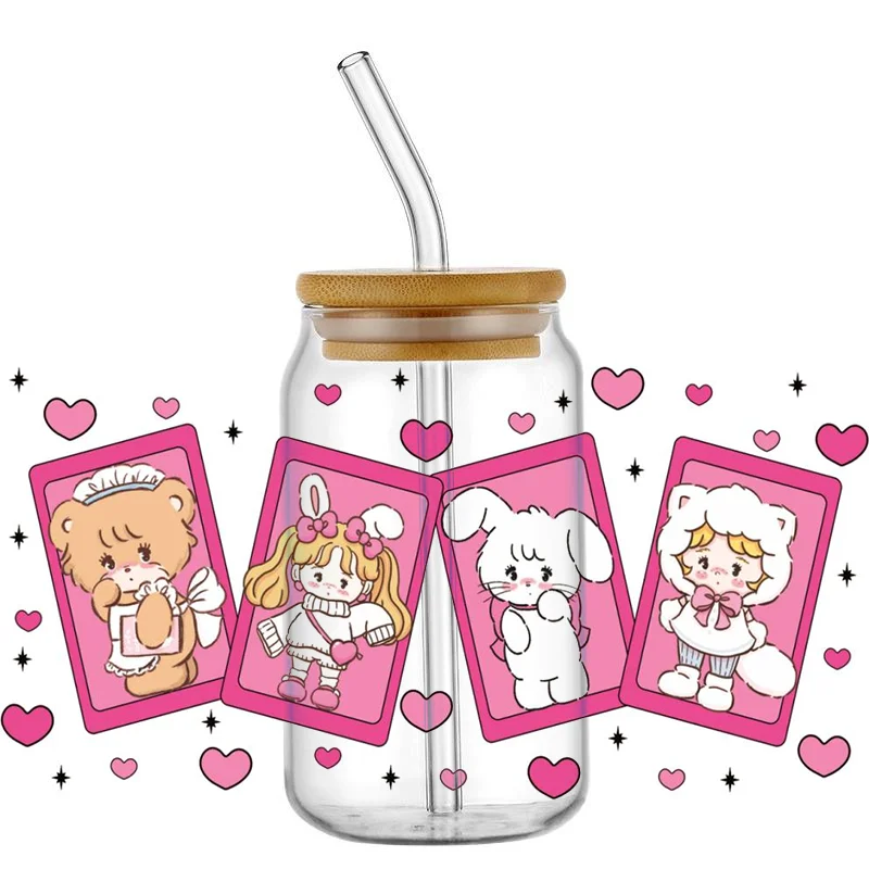 Мультяшные водонепроницаемые наклейки Miniso Mikko с защитой от УФ-излучения, наклейки для кружек, кружек, 3D наклейки для самостоятельной сборки, наклейки для 16 унций, стекло Libbey