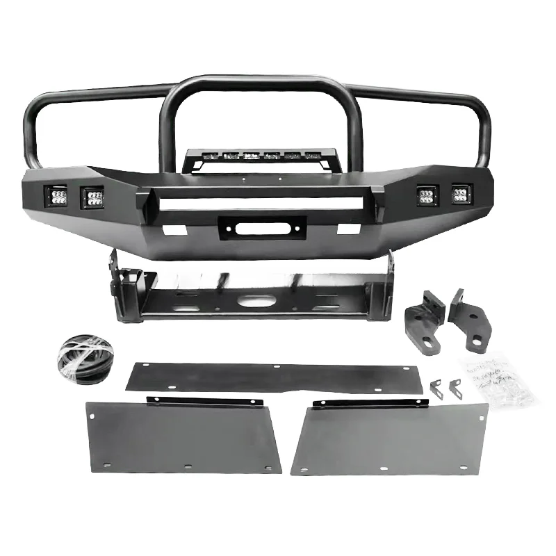 Hot Selling Heavy‑Duty Solid Steel Front Bumper Equipped With Lights Fit LC200  F150 Isuzu Hiace Offroad Vehicle Exterior T