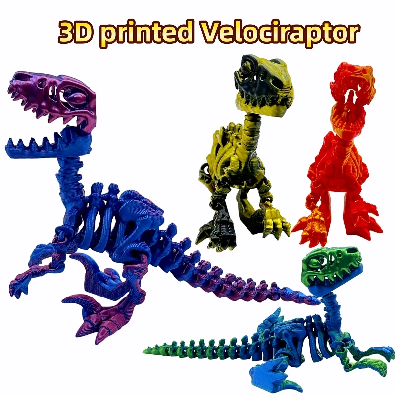 3/5 pieces set 3D printed Velociraptor, multiple colors, movable joints can stand and lie down, home party holiday