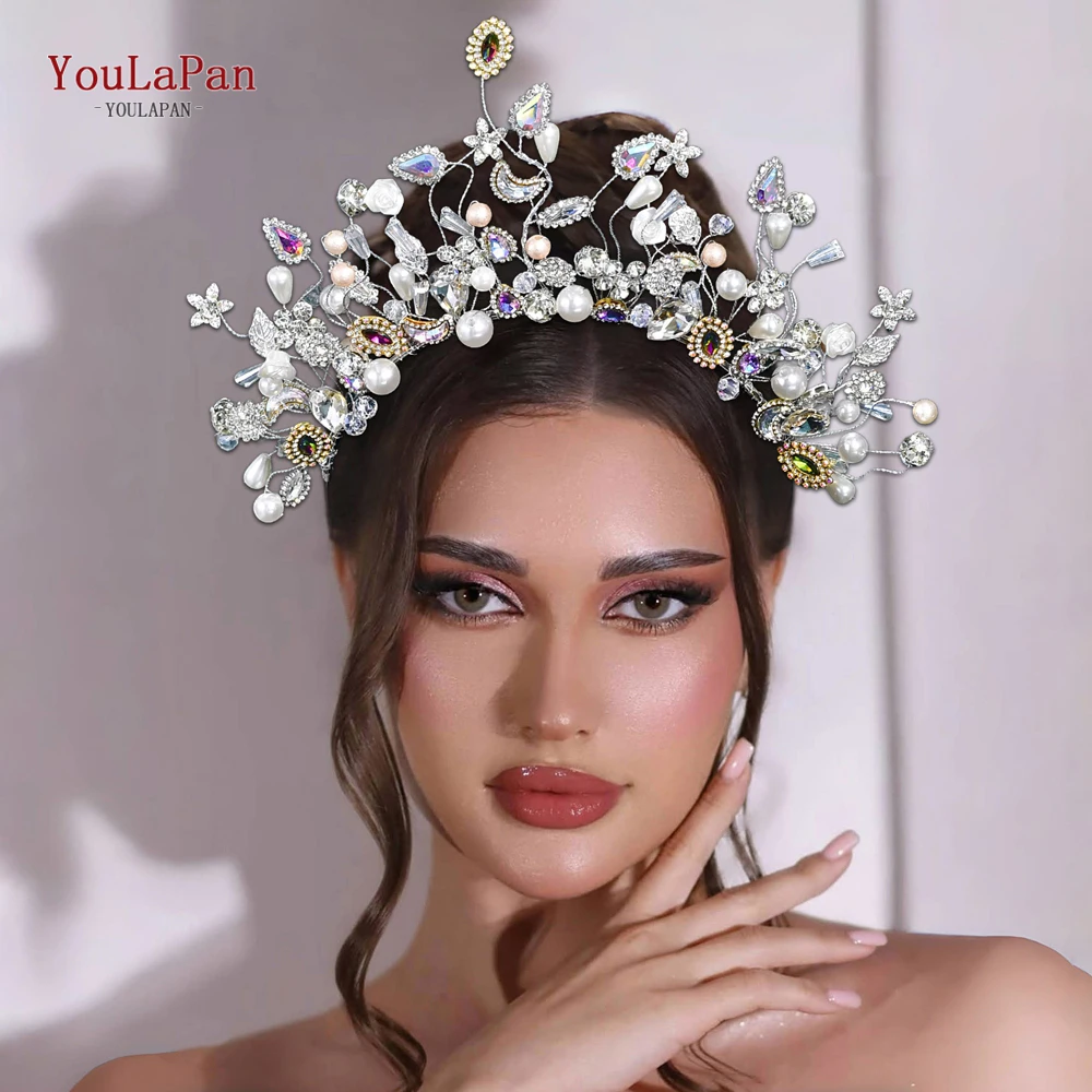 

YouLaPan Wedding Bridal Crown Fashionable Women Headwear Bridesmaids Hair Accessories Banquet Celebration Headband HP844